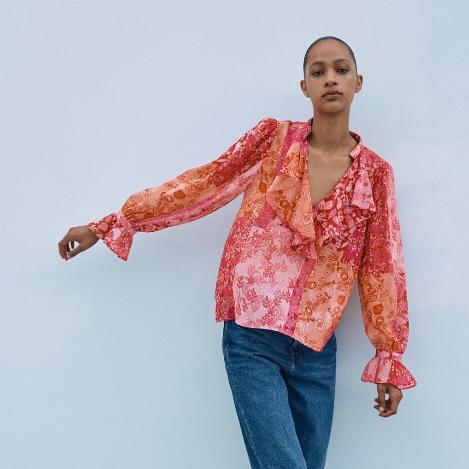 Zara Patchwork Print Top